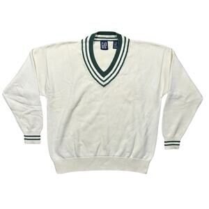 Vintage 90s GAP V-Neck Knit Sweater Mens Large Tennis Preppy Y2K Pullover